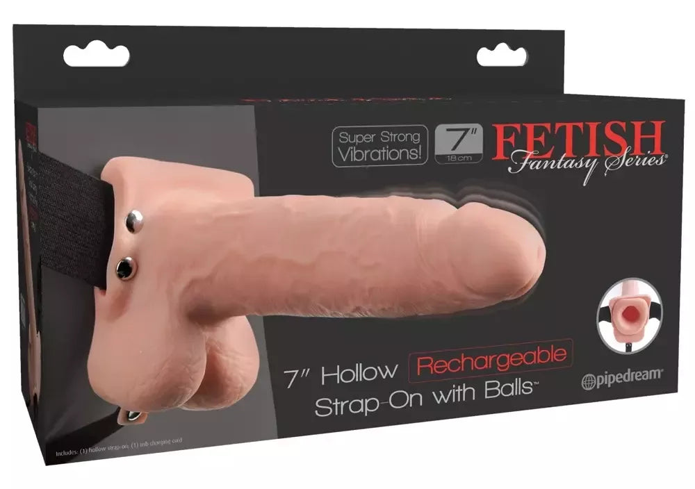 Fetish Fantasy Series 7 tuščiaviduris diržinis vibratorius, šviesus, 18,9 cm