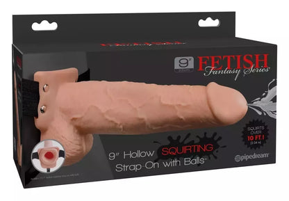 Fetish Fantasy Strap-On 9 colių intymus aparatas su purškimo sistema