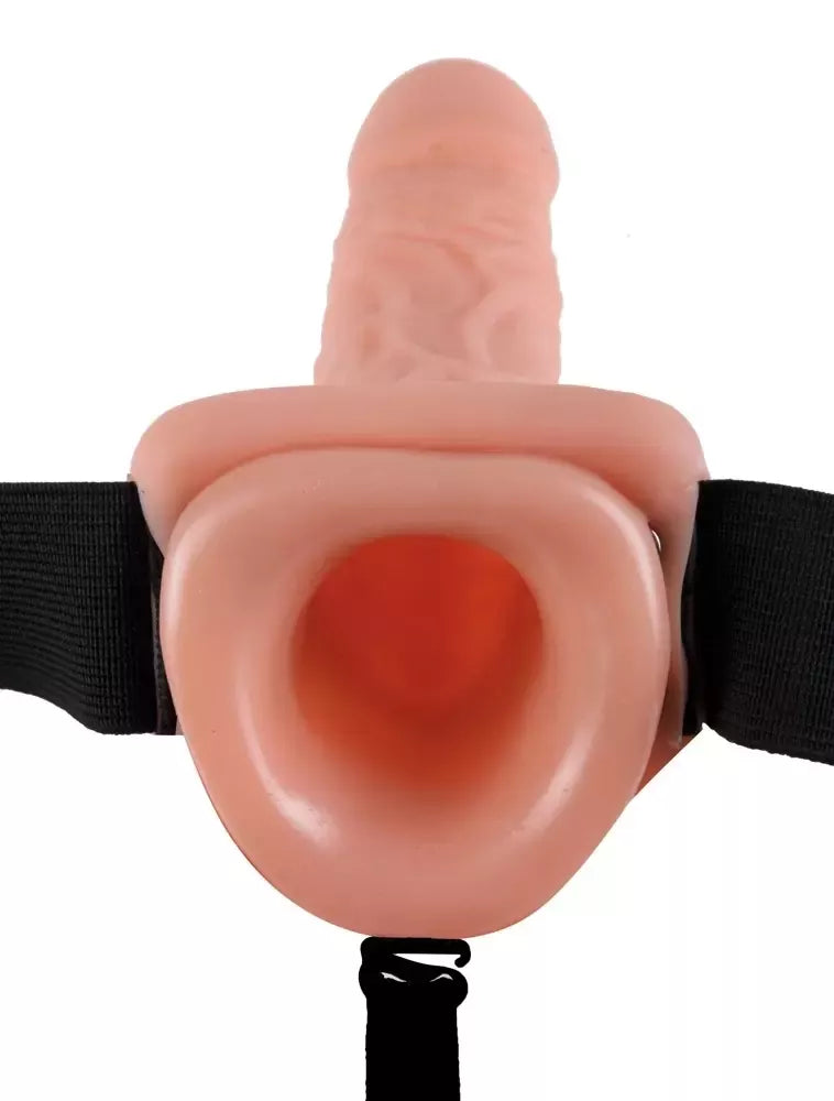 Fetish Fantasy vibruojanti diržo sistema, 29 cm, smėlio spalvos, su reguliuojamu diržu