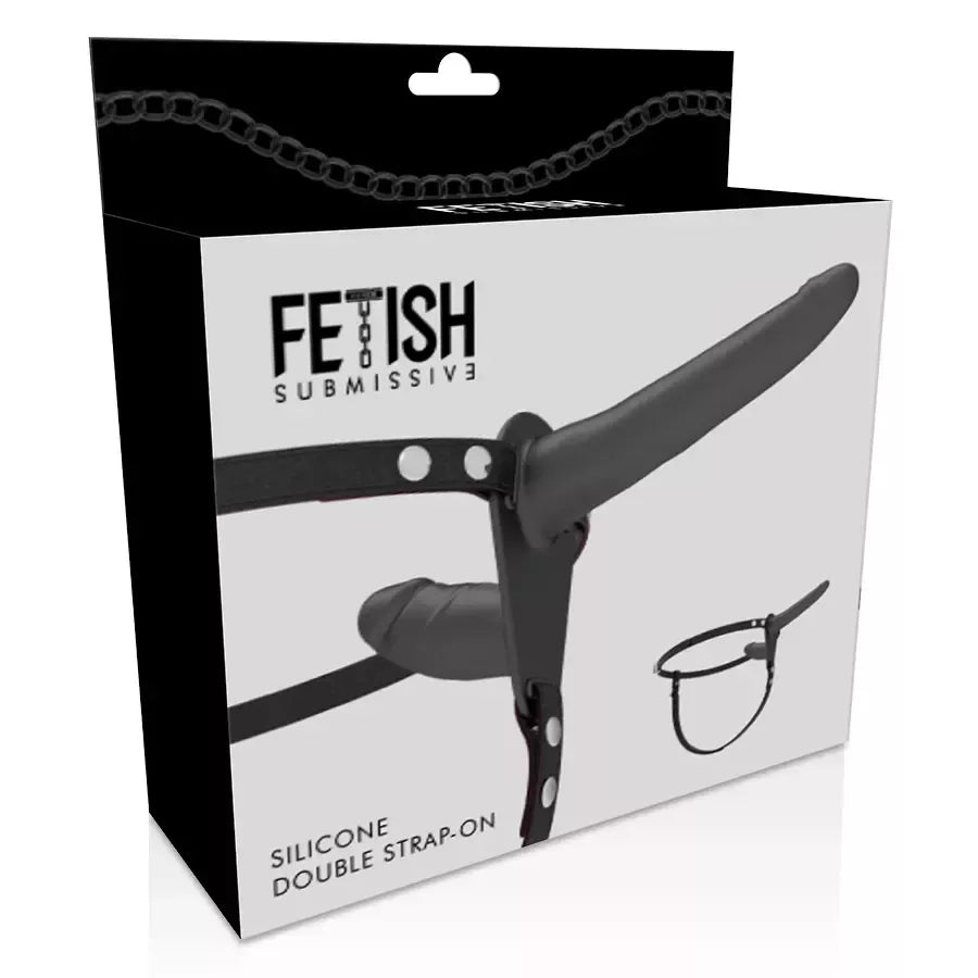Fetish Submissive diržai (harness) Black - reguliuojama dvigubo tvirtinimo sistema, silikoniniai