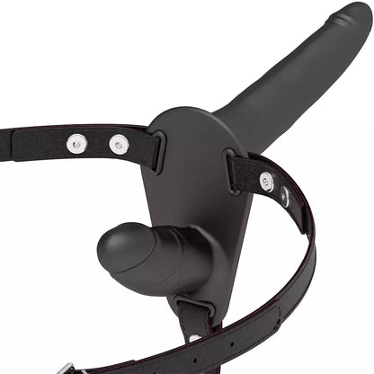 Fetish Submissive diržai (harness) Black - reguliuojama dvigubo tvirtinimo sistema, silikoniniai