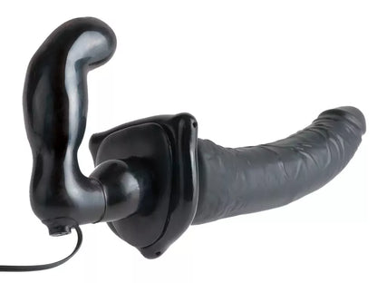 FFS Deluxe Penetrix dvipusio vibracinio strap-on sistema, juoda, PVC