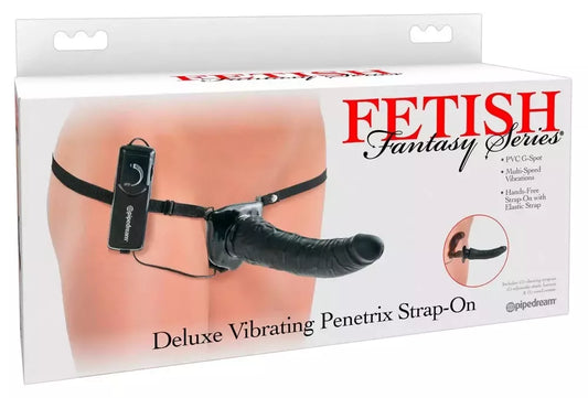 FFS Deluxe Penetrix dvipusio vibracinio strap-on sistema, juoda, PVC