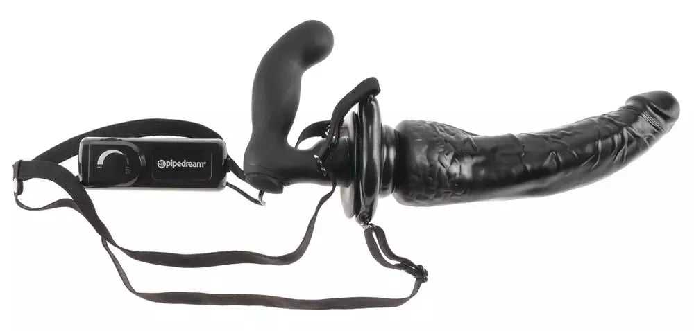FFS Deluxe Penetrix dvipusio vibracinio strap-on sistema, juoda, PVC