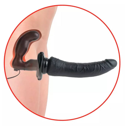 FFS Deluxe Penetrix dvipusio vibracinio strap-on sistema, juoda, PVC
