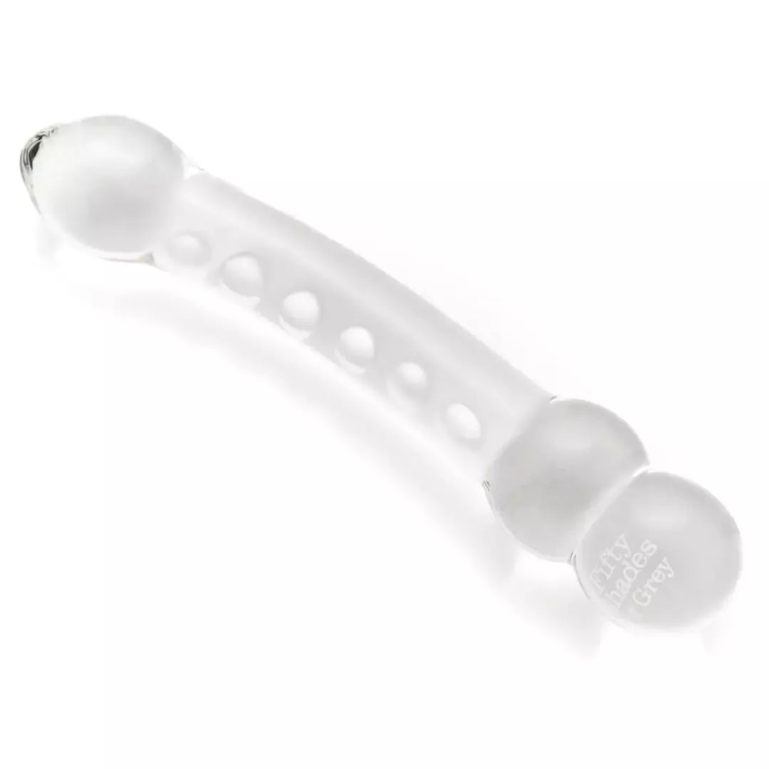 Fifty Shades of Grey Drive Me Crazy stiklinis dvipusis intymus masažuoklis 19 cm