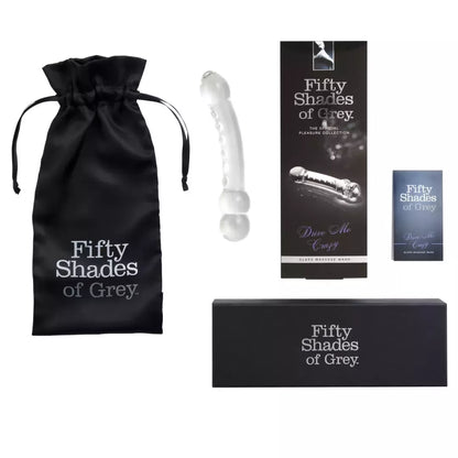 Fifty Shades of Grey Drive Me Crazy stiklinis dvipusis intymus masažuoklis 19 cm