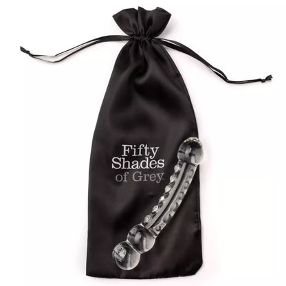 Fifty Shades of Grey Drive Me Crazy stiklinis dvipusis intymus masažuoklis 19 cm