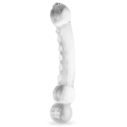 Fifty Shades of Grey Drive Me Crazy stiklinis dvipusis intymus masažuoklis 19 cm