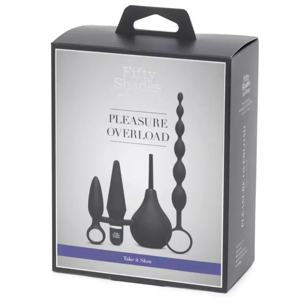 Fifty Shades of Grey Pleasure Overload 4 dalių silikoninis analinis rinkinys, juodas