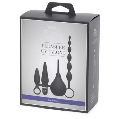 Fifty Shades of Grey Pleasure Overload 4 dalių silikoninis analinis rinkinys, juodas