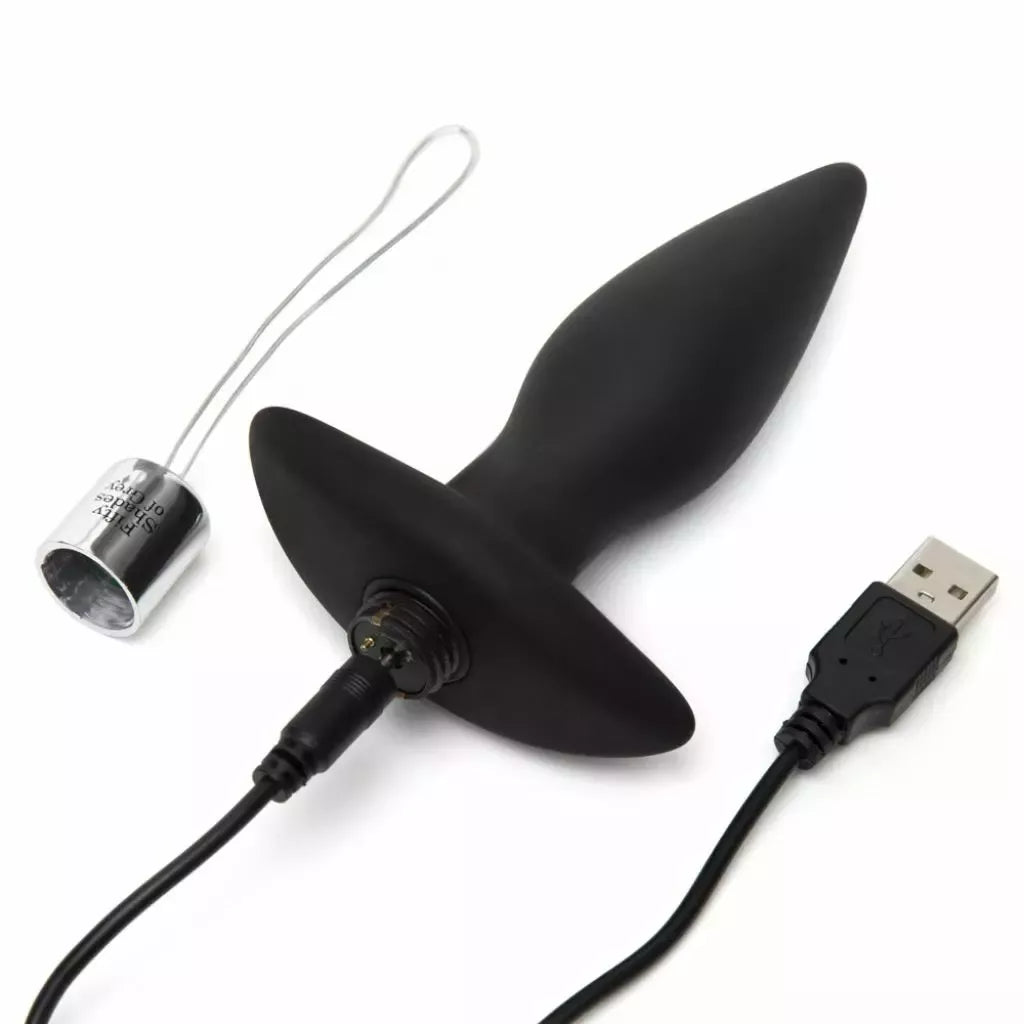 Fifty Shades of Grey Relentless Vibrations Remote Silicone Plug Black