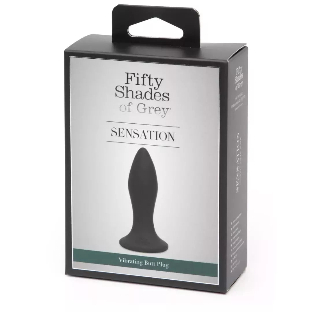Fifty Shades of Grey Sensation vibruojantis kaištis, juodas silikonas, USB, kompaktiškas