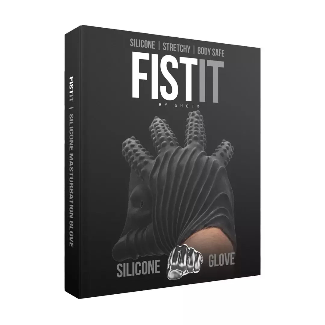 Fist It Silicone Intimate Glove Black tekstūruotas stimuliavimo modelis