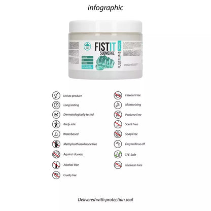Fist It Submerge lubrikantas 500 ml – ilgalaikio poveikio vazelino pagrindo formulė