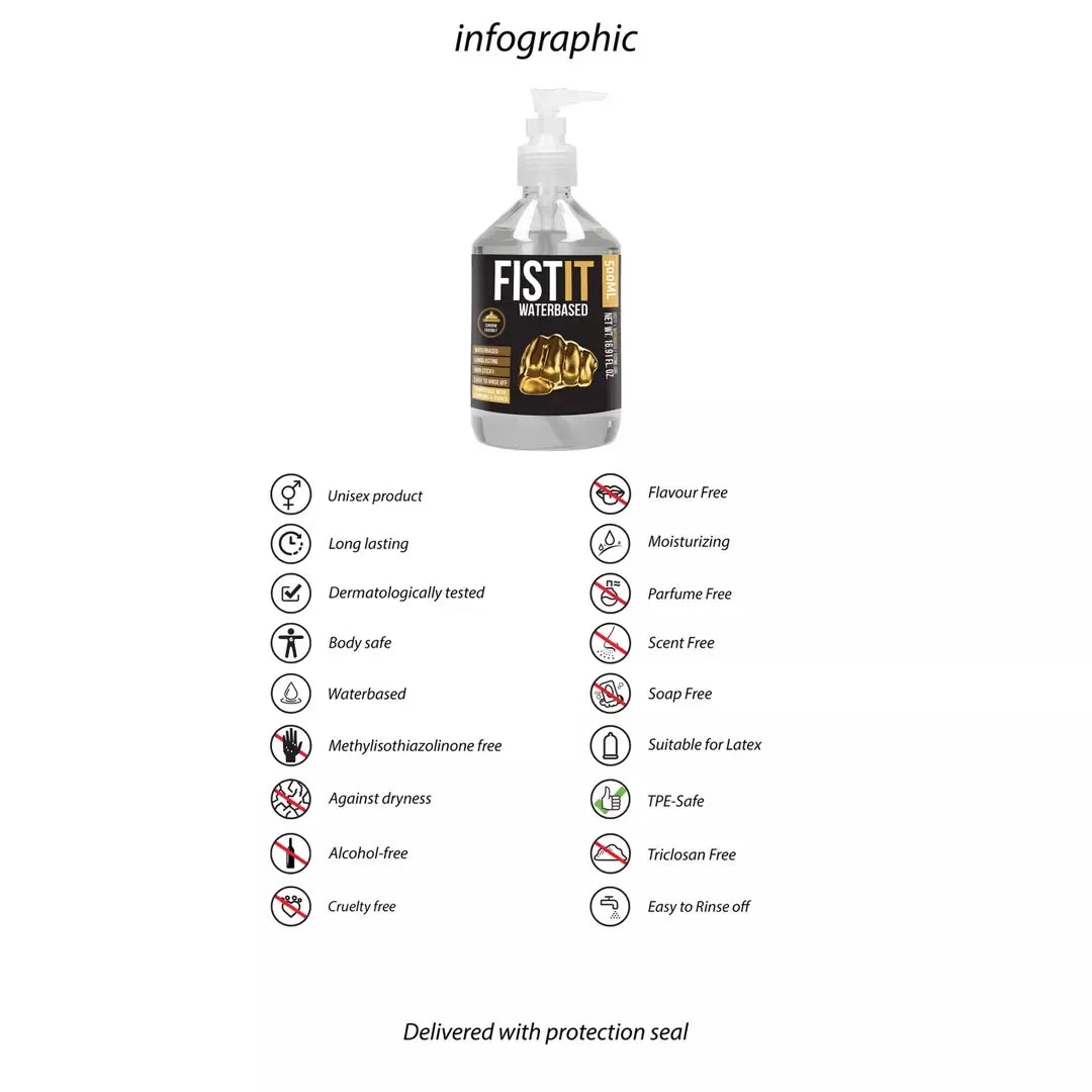 Fist It vandens pagrindo asmeninis gelis 500 ml – dermatologiškai patikrintas, neutralus