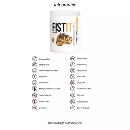 Fist It vandens pagrindo lubrikantas 1000ml – ilgalaikė formulė, neutralus kvapas