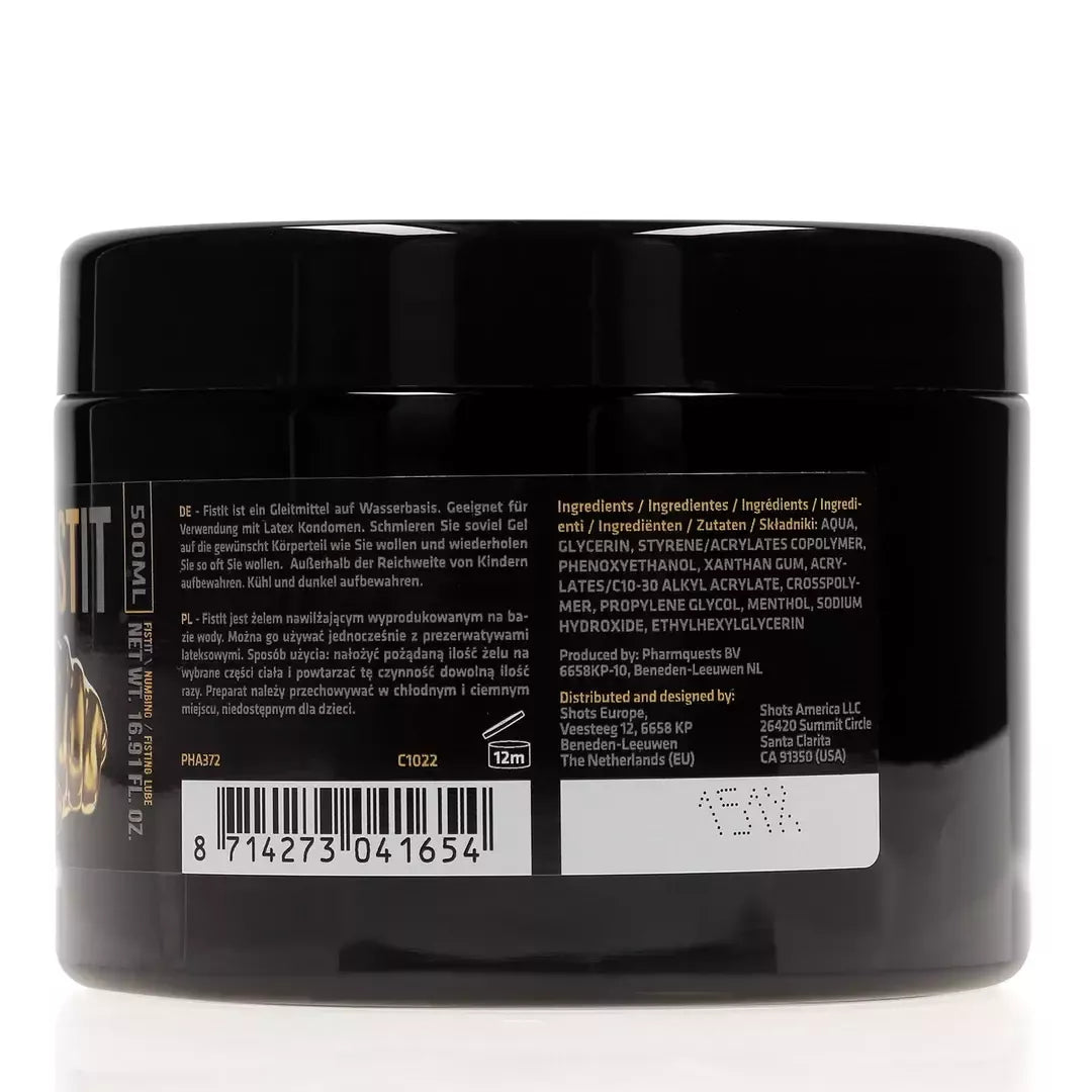 FistIt Extra Thick Lubricant Menthol 500ml – Vandens pagrindo veganiška formulė