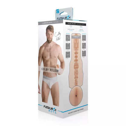 Fleshjack Boys Colby Keller Lumberjack mėlynas korpusas, tekstūrinis modelis