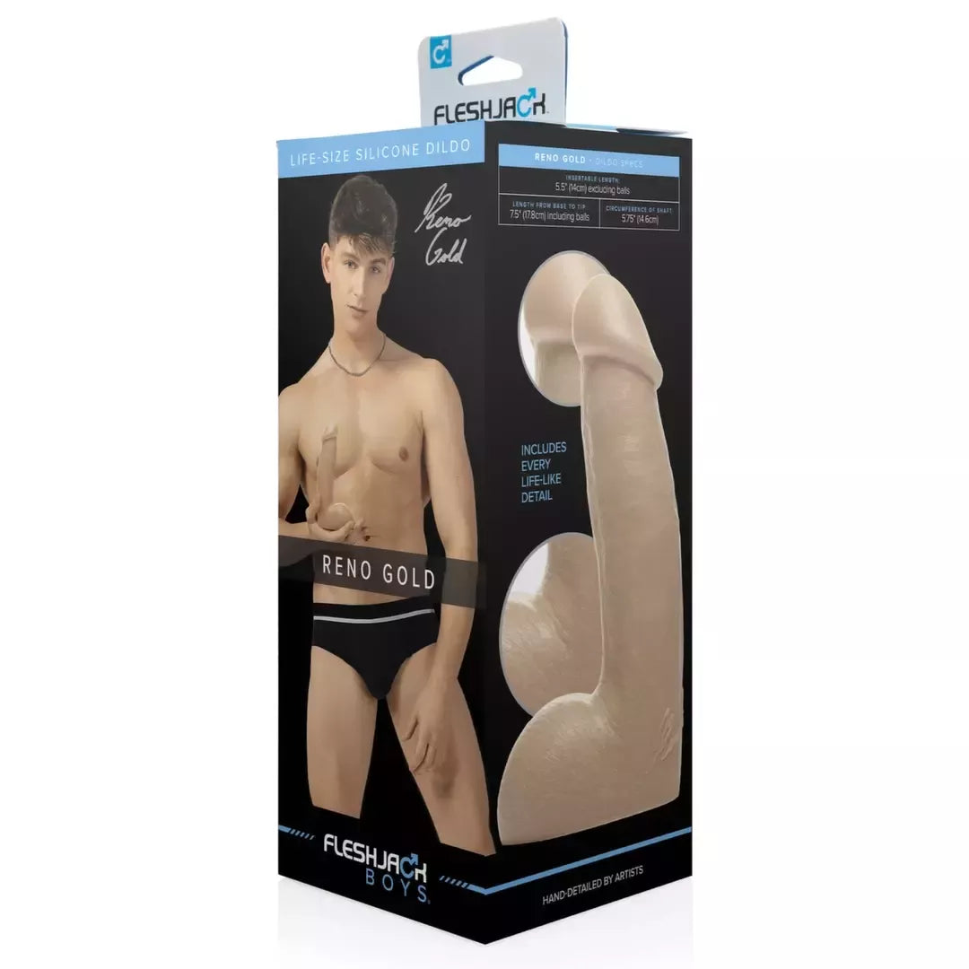Fleshjack Boys Reno Gold silikoninis modelis – Platininė klasė, 19 cm