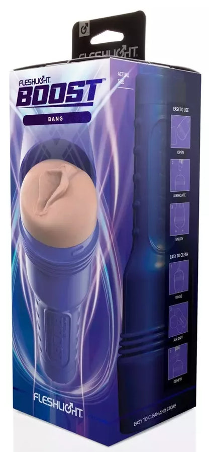 Fleshlight Boost Bang Dark intymus treniruoklis su siurbimo valdymu, 24,8 cm