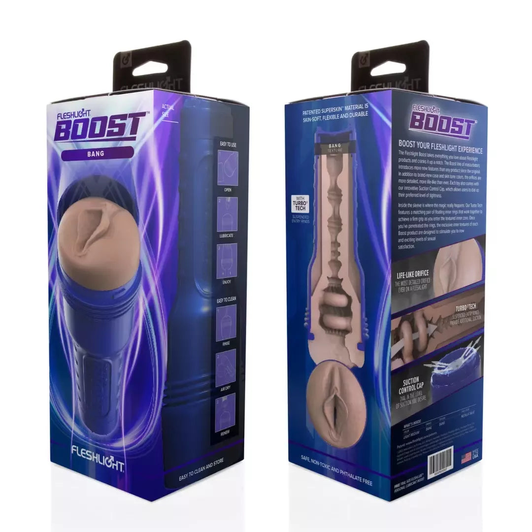 Fleshlight Boost Bang Light Medium intymus prietaisas, mėlynas dėklas, 24,75 cm