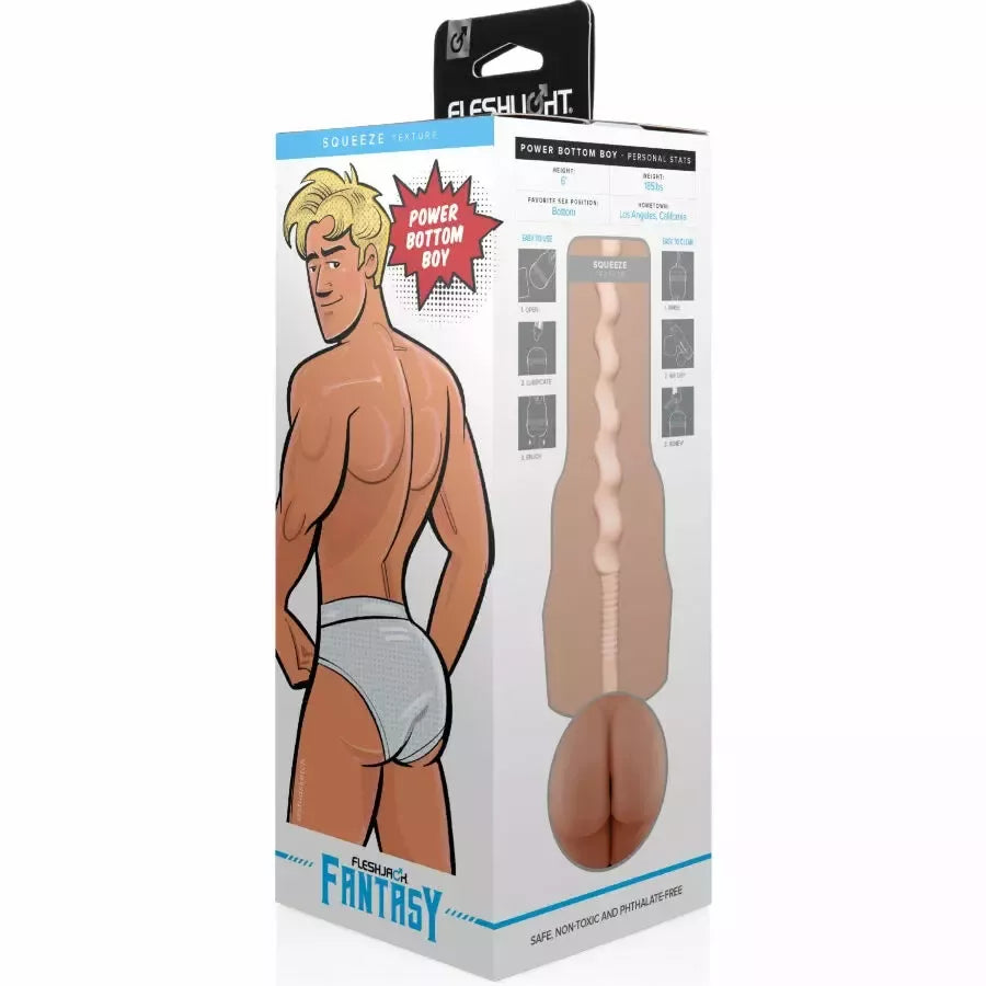 Fleshlight Fantasy Power Bottom Boy modelis – anatominis intymus prietaisas, mėlynas