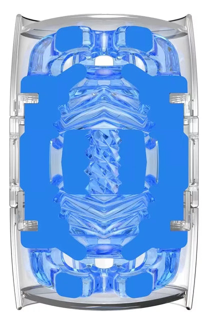 Fleshlight Quickshot Turbo Blue Ice kompaktiškas intymios higienos prietaisas