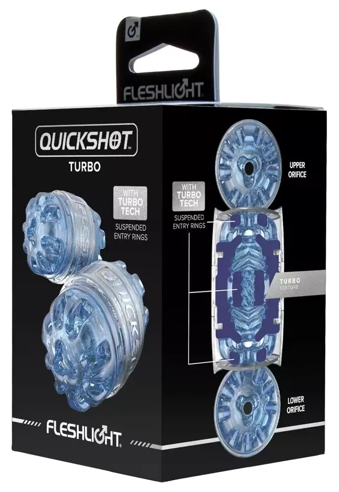Fleshlight Quickshot Turbo Blue Ice kompaktiškas intymios higienos prietaisas