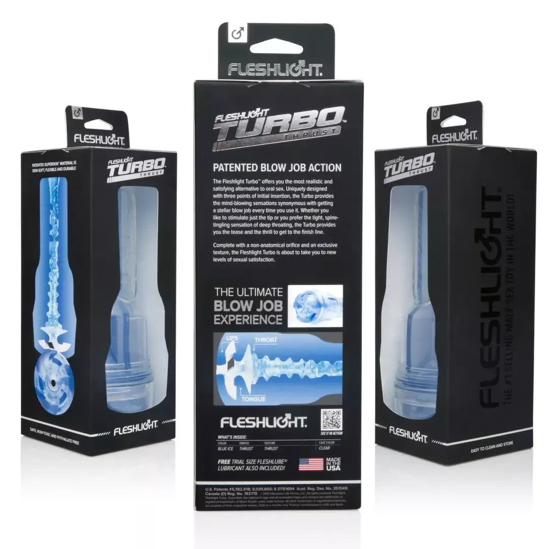 Fleshlight Turbo Thrust intymus prietaisas su triguba įvedimo sistema, skaidrus