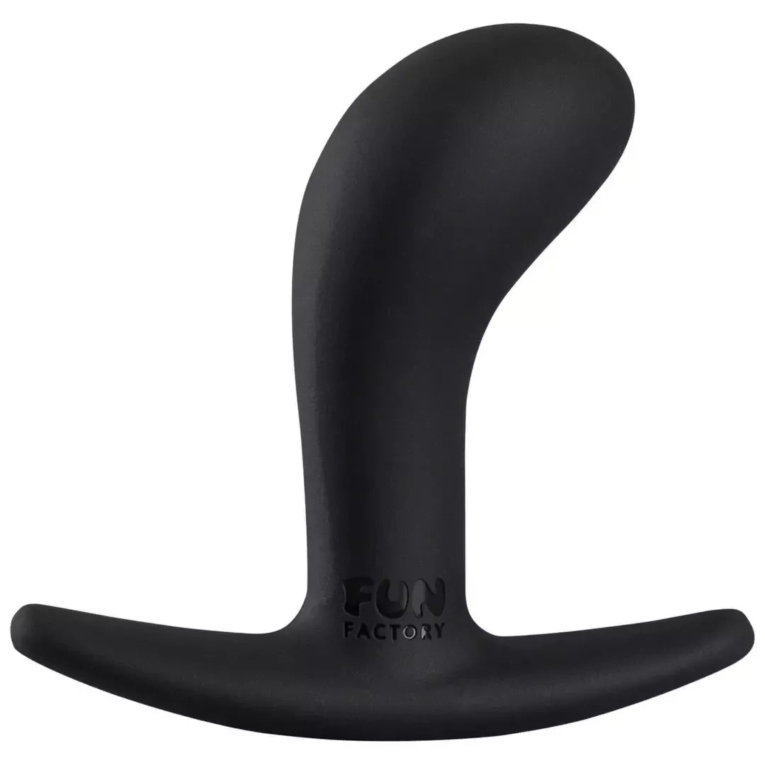 Fun Factory Bootie Small Black – kompaktinis silikoninis analinis kamštis, 7,5 cm