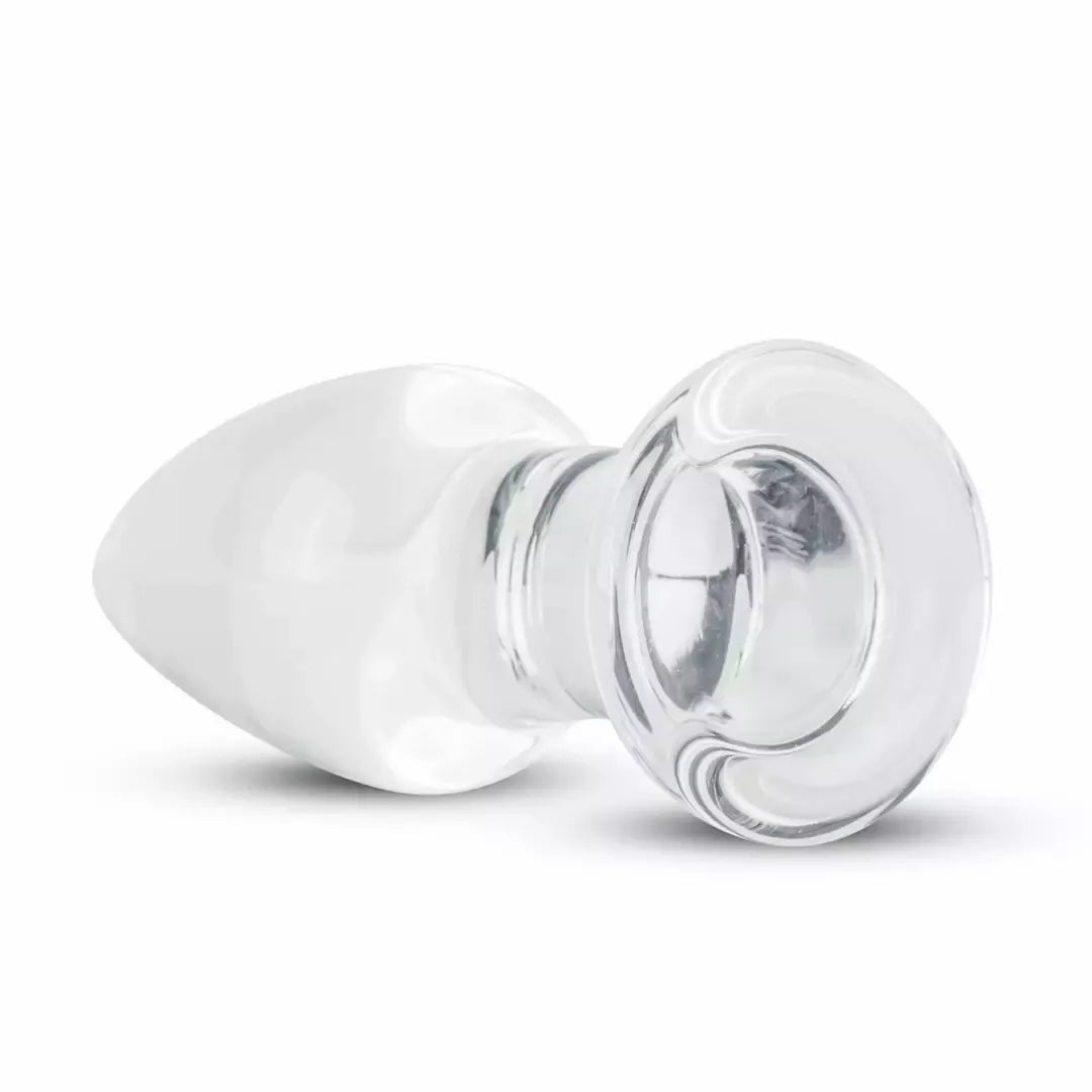 Gildo „Glas Medium Crystal Clear“ stiklinis analinis kištukas – 3,9 cm, lygus paviršius