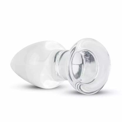 Gildo „Glas Medium Crystal Clear“ stiklinis analinis kištukas – 3,9 cm, lygus paviršius