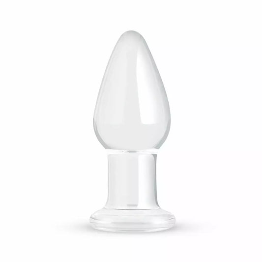 Gildo „Glas Medium Crystal Clear“ stiklinis analinis kištukas – 3,9 cm, lygus paviršius