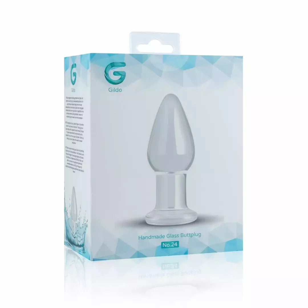 Gildo „Glas Medium Crystal Clear“ stiklinis analinis kištukas – 3,9 cm, lygus paviršius