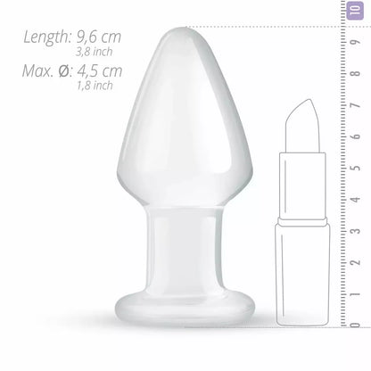 Gildo Glas Model No. 25 vidutinis stiklinis analinis žaislas, 4,6 cm, skaidrus