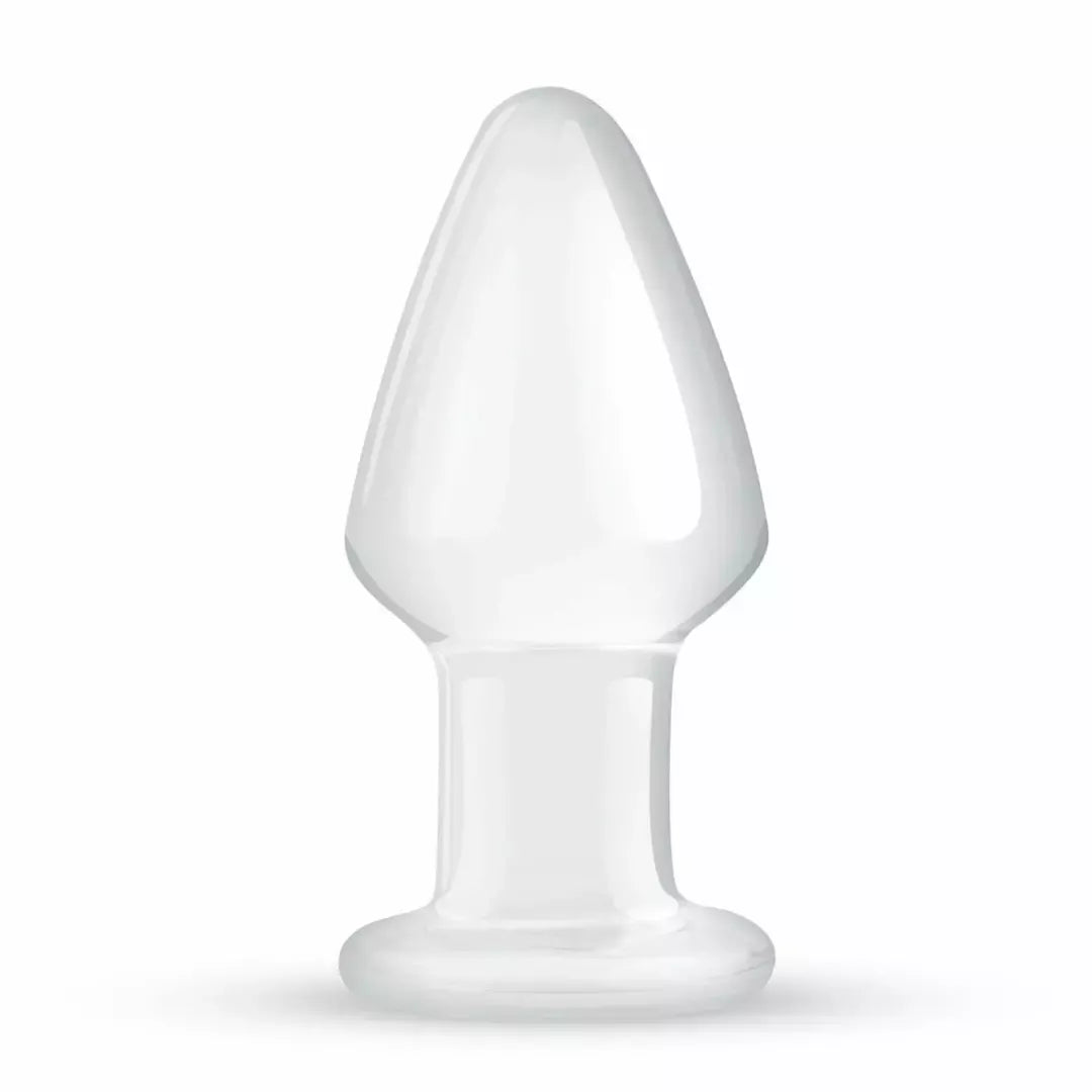 Gildo Glas Model No. 25 vidutinis stiklinis analinis žaislas, 4,6 cm, skaidrus