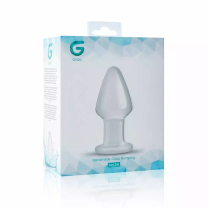 Gildo Glas Model No. 25 vidutinis stiklinis analinis žaislas, 4,6 cm, skaidrus