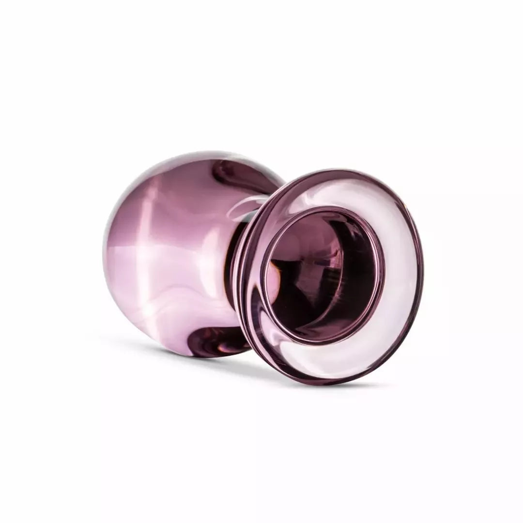 Gildo „Glas Pink“ vidutinio dydžio analinis stiklinis kamštis – lygus borosilikatinis stiklas, 4,3 cm