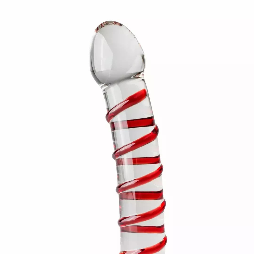 Gildo Model 15 skaidraus stiklo intymus prietaisas su briaunuotu korpusu, 20 cm