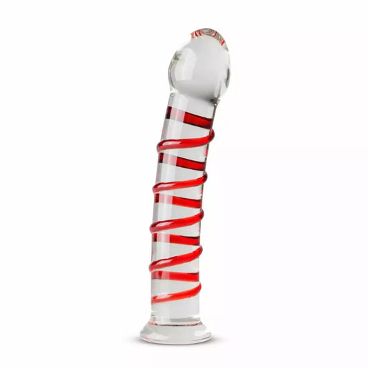 Gildo Model 15 skaidraus stiklo intymus prietaisas su briaunuotu korpusu, 20 cm