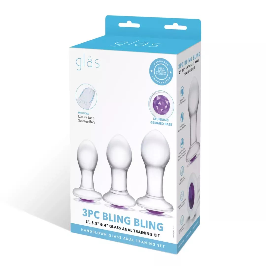 Glas Bling Bling stiklinis analinis treniruočių rinkinys, 3 dalių – įvairių dydžių
