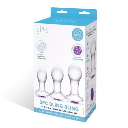 Glas Bling Bling stiklinis analinis treniruočių rinkinys, 3 dalių – įvairių dydžių