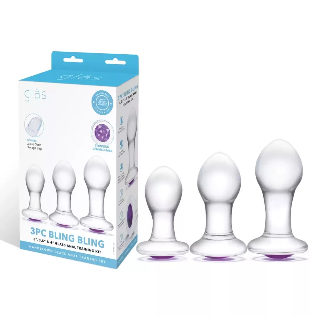 Glas Bling Bling stiklinis analinis treniruočių rinkinys, 3 dalių – įvairių dydžių