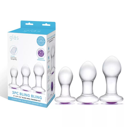 Glas Bling Bling stiklinis analinis treniruočių rinkinys, 3 dalių – įvairių dydžių