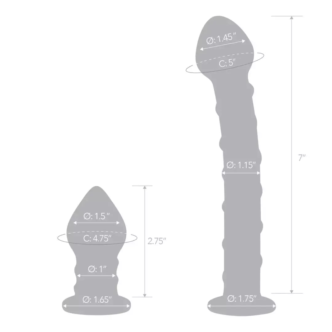 Glas Dual Glass Intimate Set – lenktas modelis ir kaištis, skaidrus, 2 vnt.