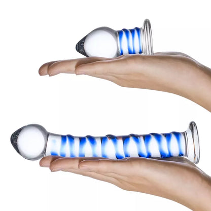 Glas Dual Glass Intimate Set – lenktas modelis ir kaištis, skaidrus, 2 vnt.
