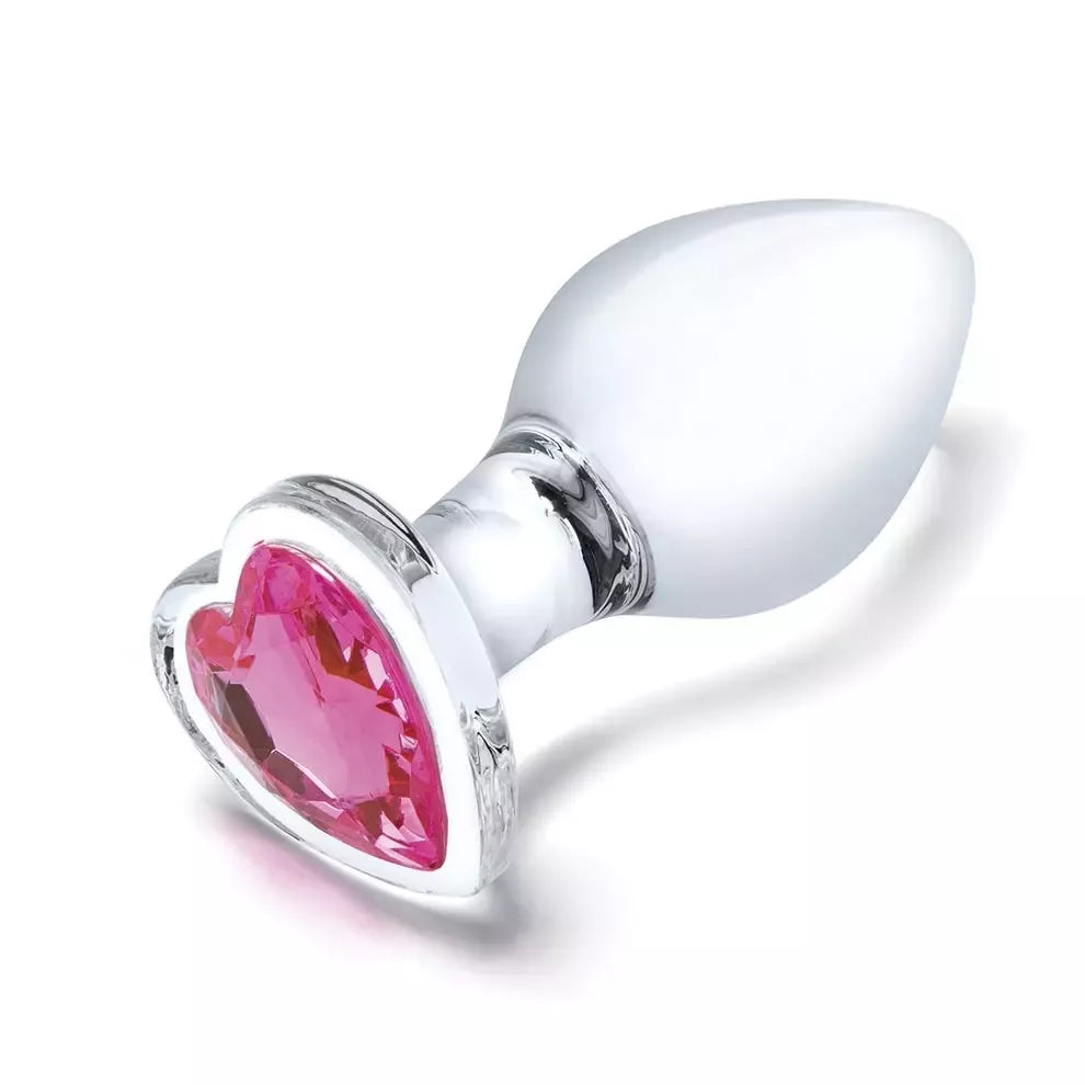 „Glas Heart Jewel“ stiklinių analinių kaiščių rinkinys, 3 vnt. – laipsniški dydžiai, raudono akcento pagrindas