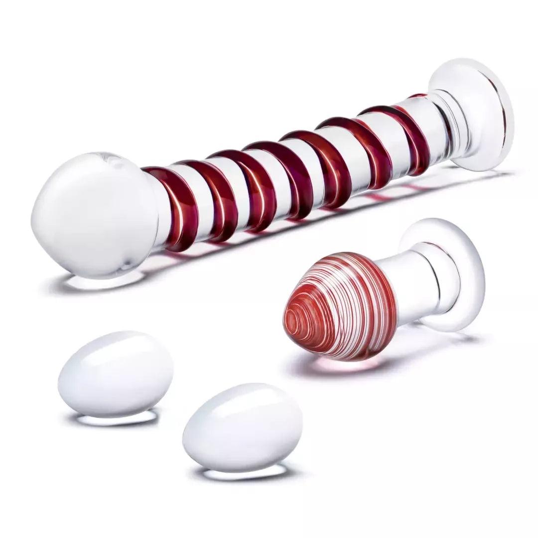 Glas Mr. Swirly 4 dalių stiklo rinkinys – universalus intymios gerovės rinkinys