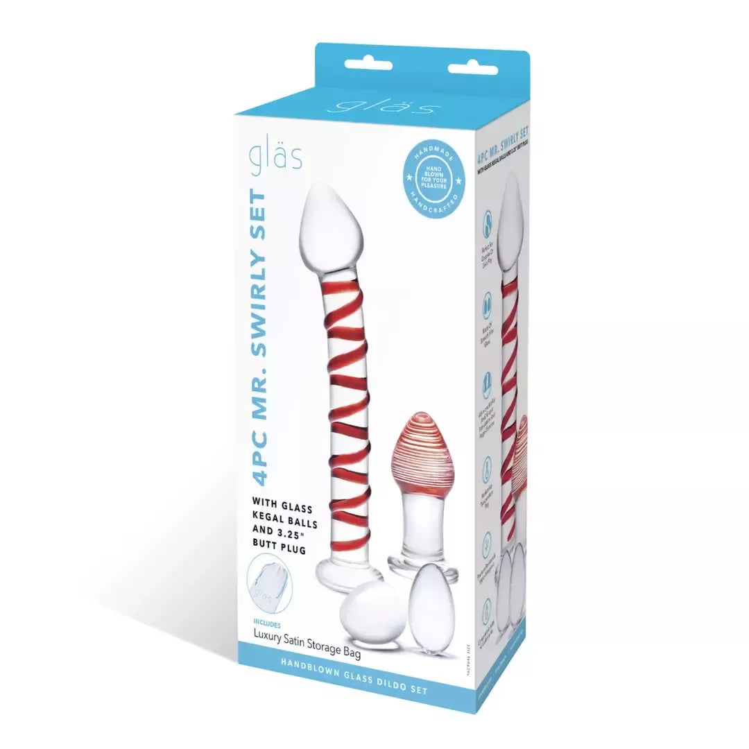 Glas Mr. Swirly 4 dalių stiklo rinkinys – universalus intymios gerovės rinkinys